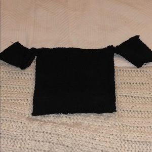 LF Off the Shoulder Black Crop Top